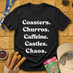 Coasters. Churros. Caffeine. [70s] T-Shirt