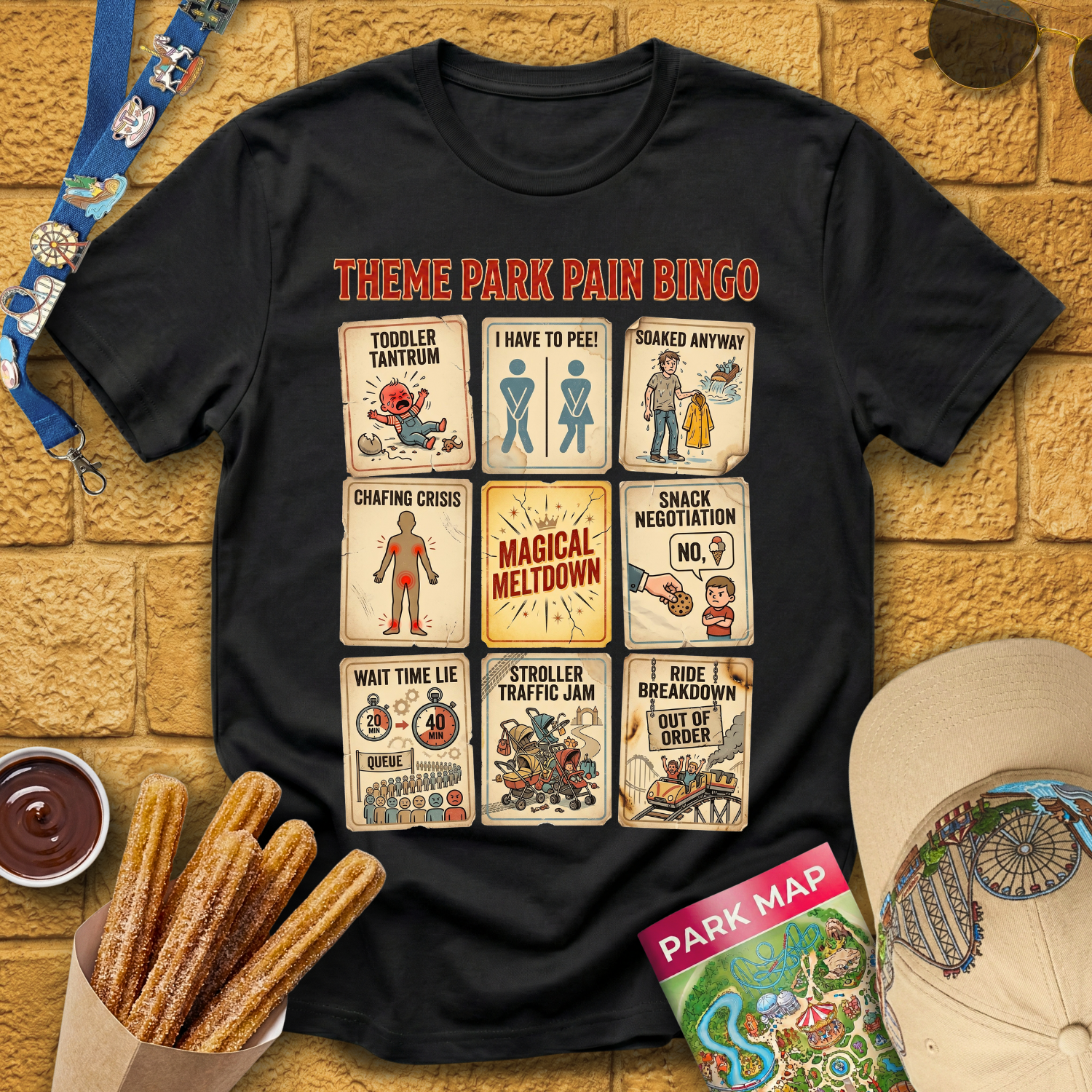 Theme Park Bingo [Vintage] T-Shirt