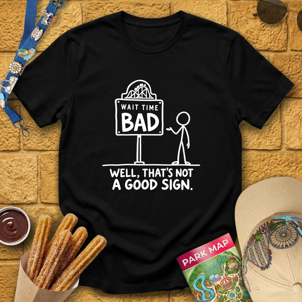 Bad Wait Time [Illu] T-Shirt for Theme Park Fans (Black)