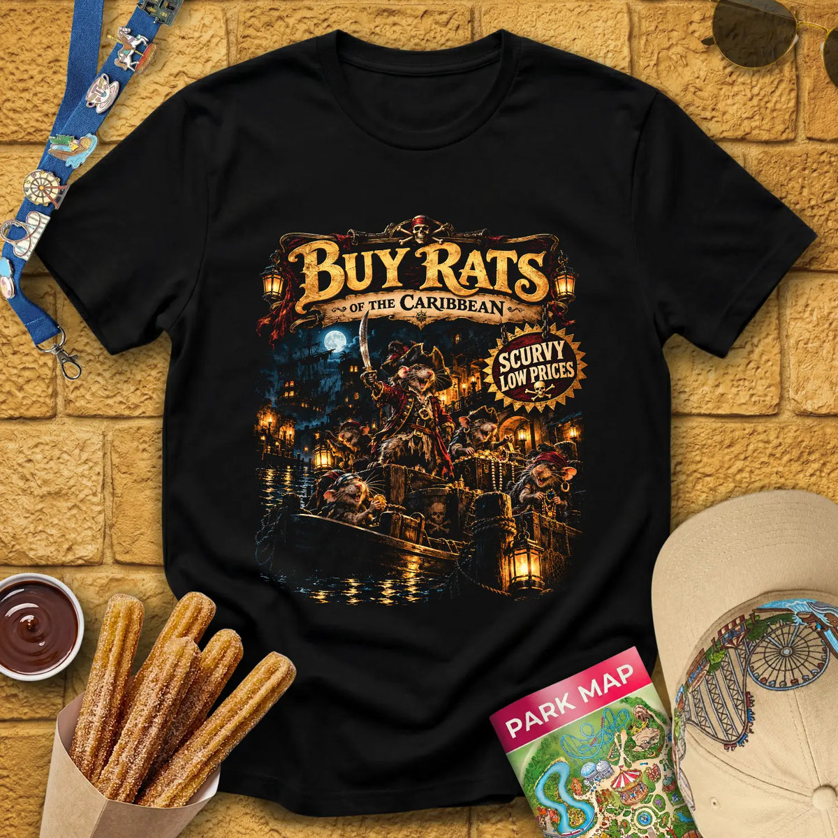 Buy Rats Caribbean [Cinematic1] T-Shirt for Theme Park Fans (Black)