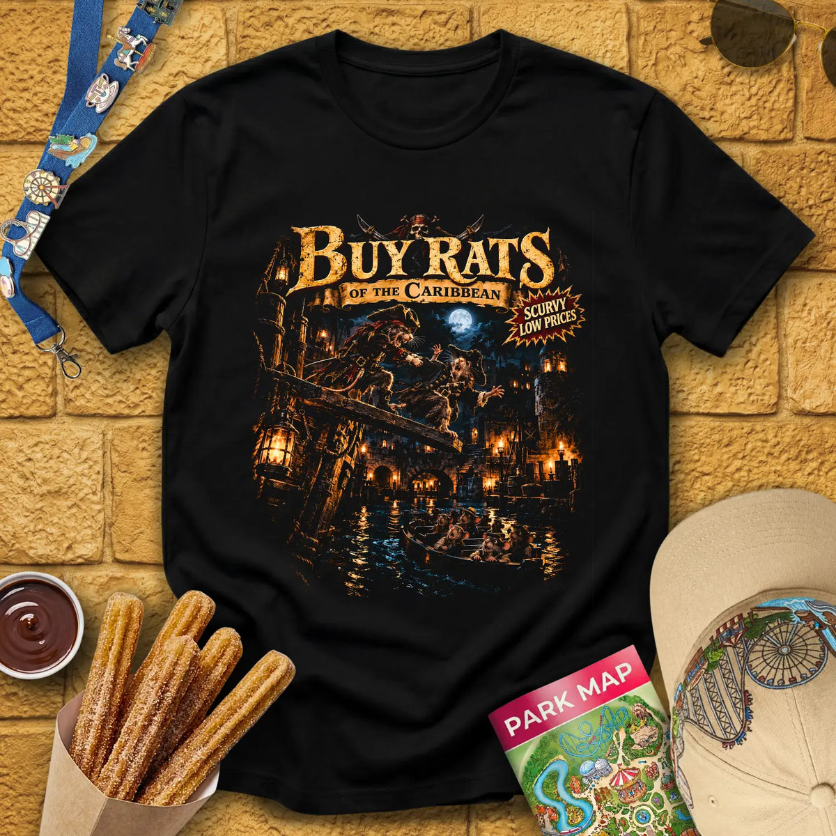 Buy Rats Caribbean [Cinematic2] T-Shirt for Theme Park Fans (Black)
