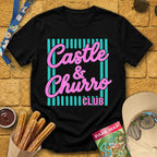 Castle & Churro Club [Chic] T-Shirt for Theme Park Fans (Black)
