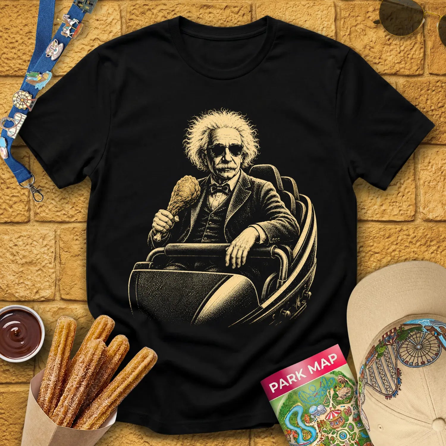Casual Coaster [Engraved] T-Shirt for Theme Park Fans (Black)
