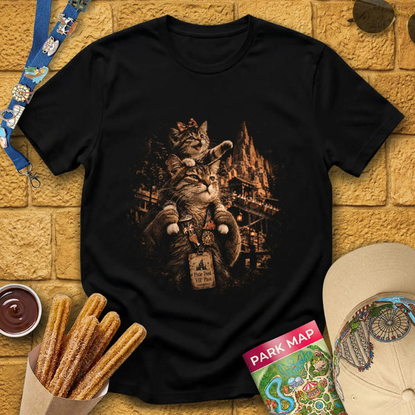 Cat Family [Cinematic] T-Shirt for Theme Park Fans (Black)