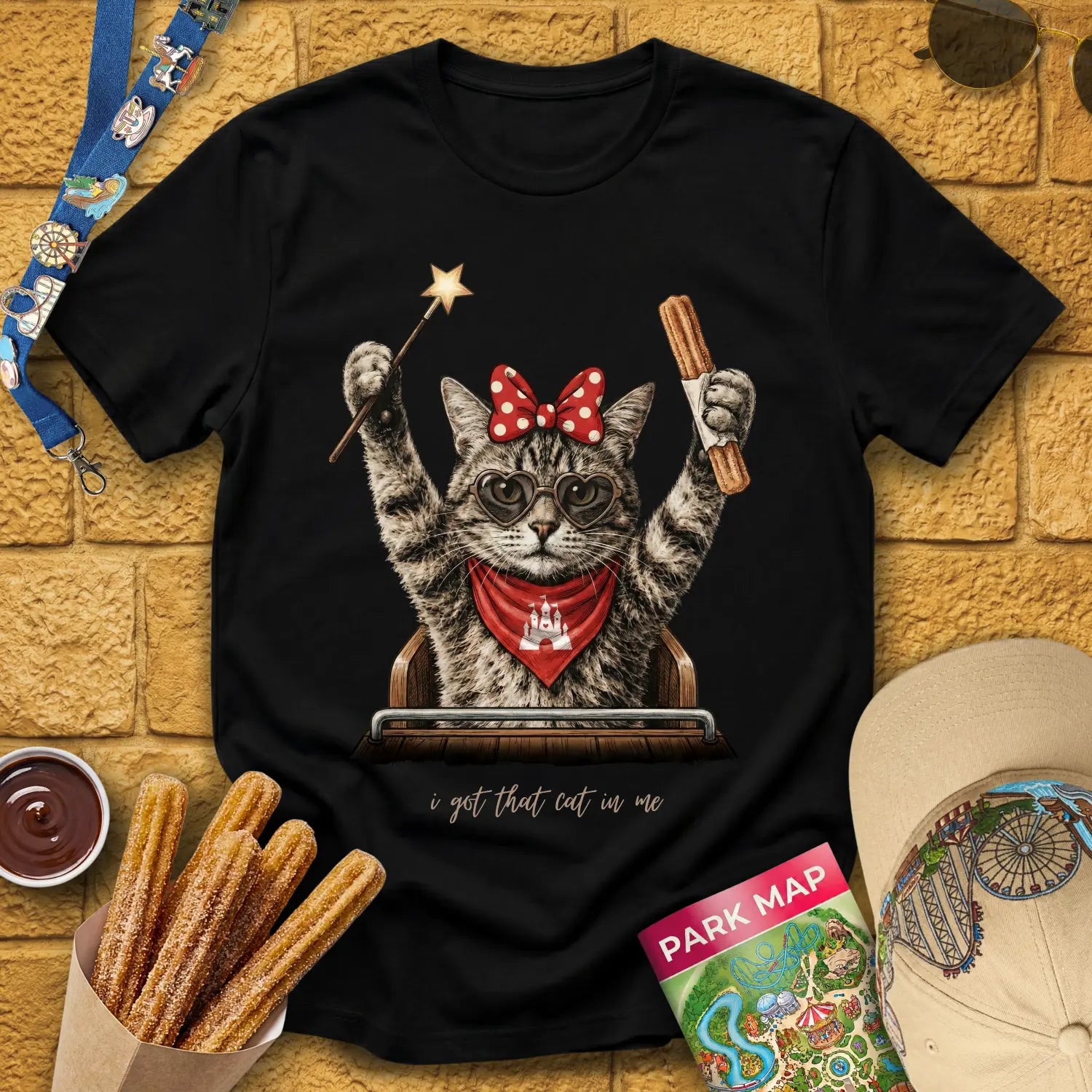 Cat In Me [Etched] T-Shirt for Theme Park Fans (Black)