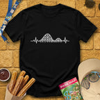 Coaster Heartbeat [Illu] T-Shirt for Theme Park Fans (Black)