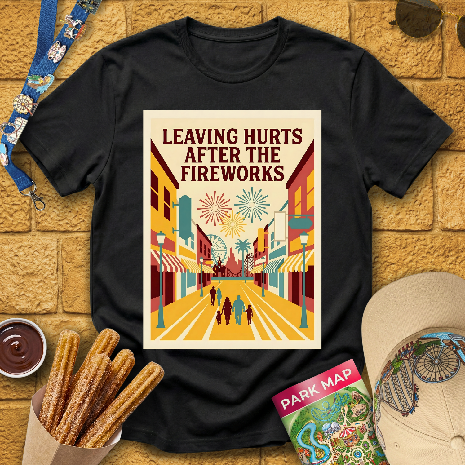 Leaving Hurts & Fireworks 2 [70sPoster] T-Shirt