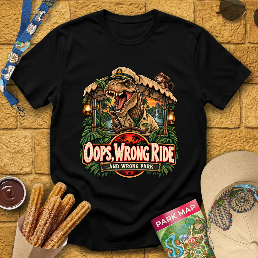 Dinosaur Skipper [Illu] T-Shirt for Theme Park Fans (Black)