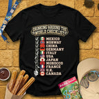 Drinking Checklist [College] T-Shirt for Theme Park Fans (Black)