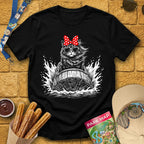 Log Flume Cat [PopInk] T-Shirt for Theme Park Fans (Black)