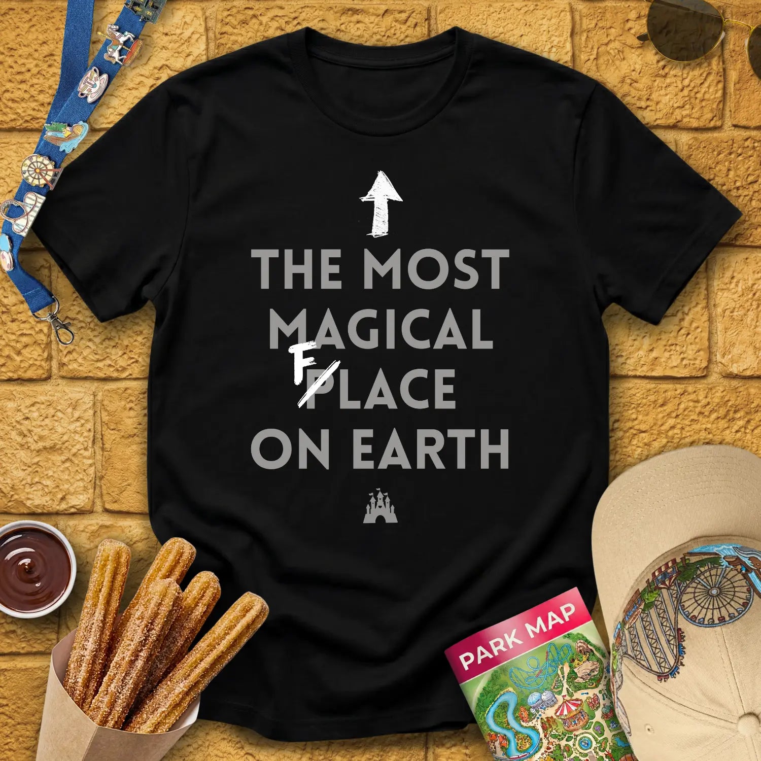 Most Magical Face [Sleek] T-Shirt for Theme Park Fans (Black)