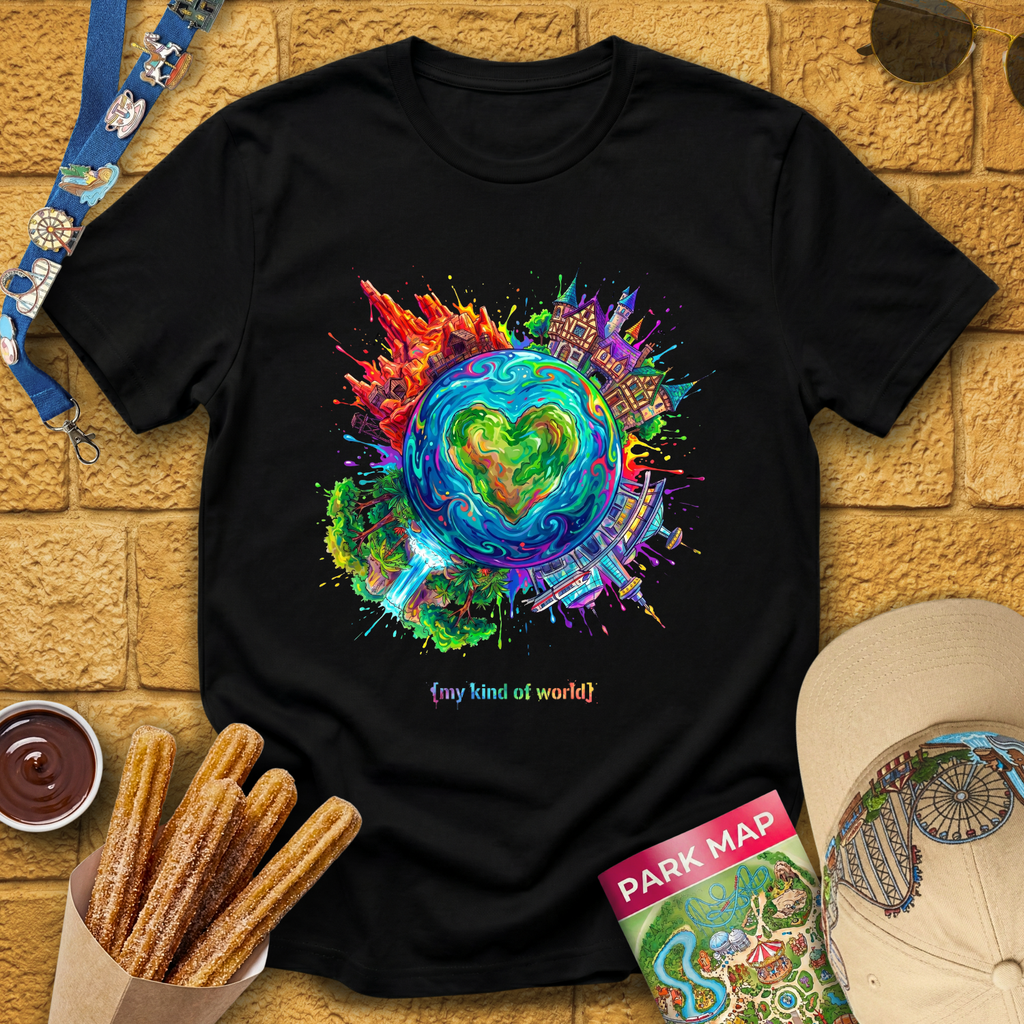 My Kind Of World [ArtBurst] T-Shirt for Theme Park Fans (Black)