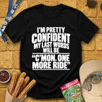 One More Ride [Bold] T-Shirt for Theme Park Fans (Black)