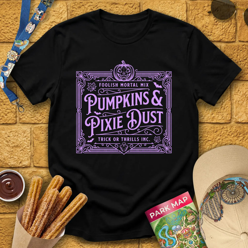 Pumpkins & Pixie Dust [Victorian] T-Shirt for Theme Park Fans (Black)
