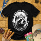 Rope Drop Raccoon [Grunge] T-Shirt for Theme Park Fans (Black)