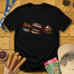 Santa's Special Sleigh [Retro] T-Shirt for Theme Park Fans (Black)