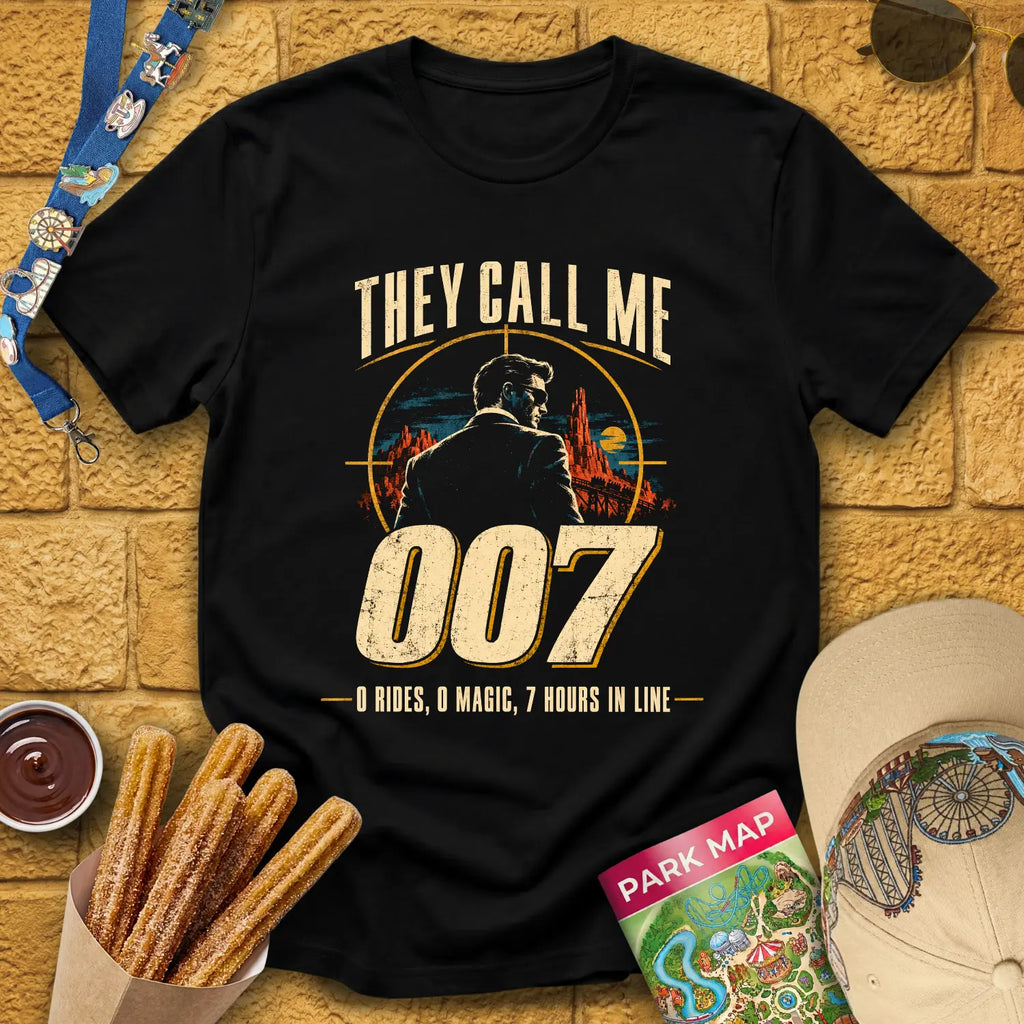 They Call Me 007 [Retro] T-Shirt for Theme Park Fans (Black)