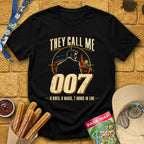 They Call Me 007 [Retro] T-Shirt for Theme Park Fans (Black)