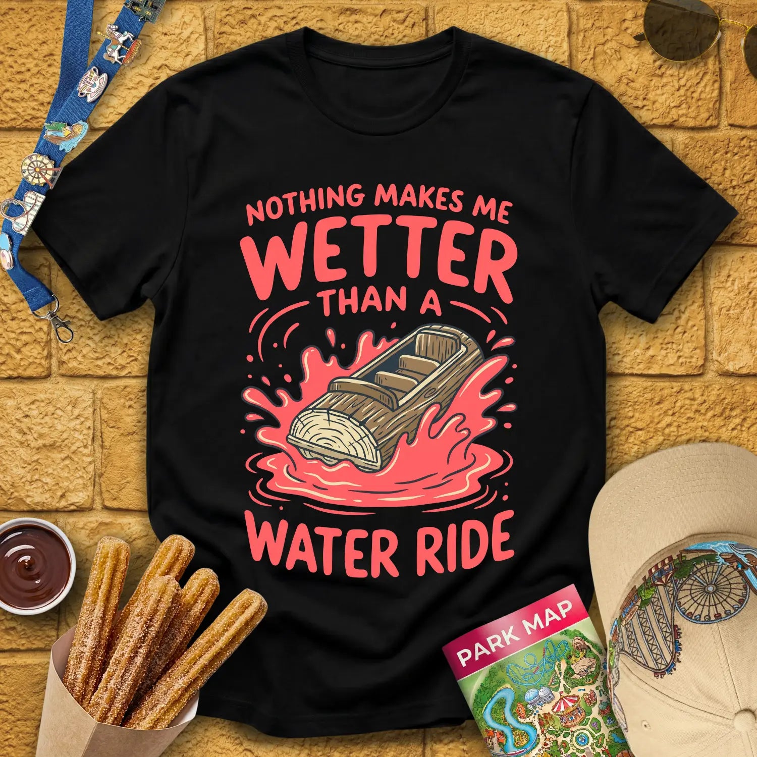 Wetter Than Water Ride [Graphic] T-Shirt for Theme Park Fans (Black)