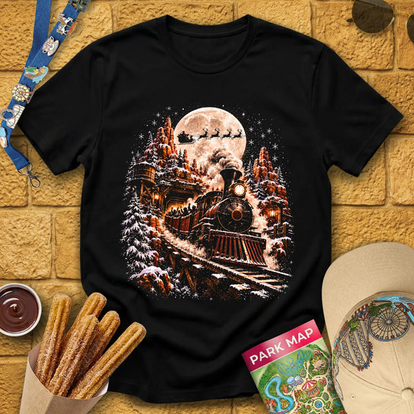 Xmas Mine Train [Cinematic] T-Shirt for Theme Park Fans (Black)