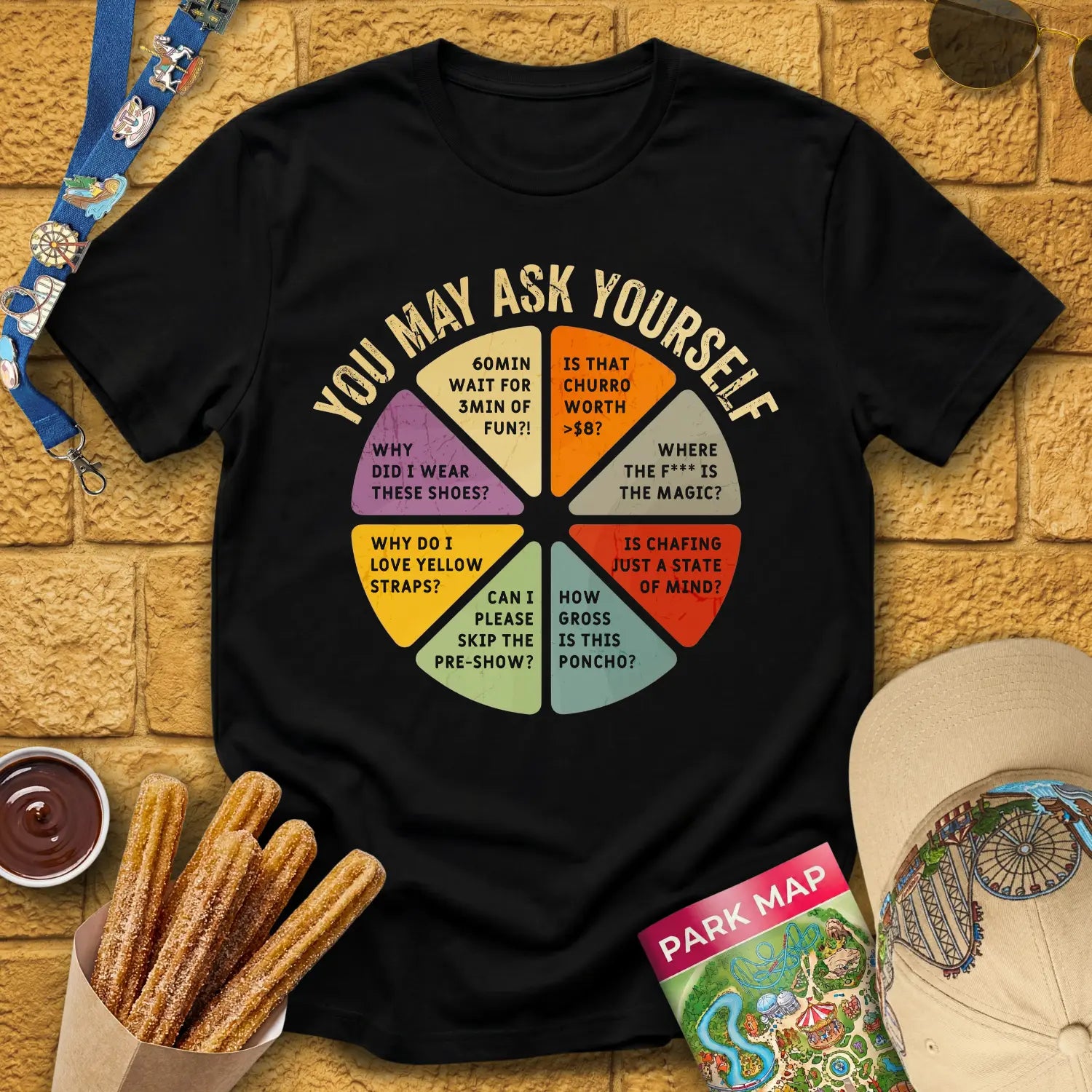 You May Ask [Distressed] T-Shirt for Theme Park Fans (Black)