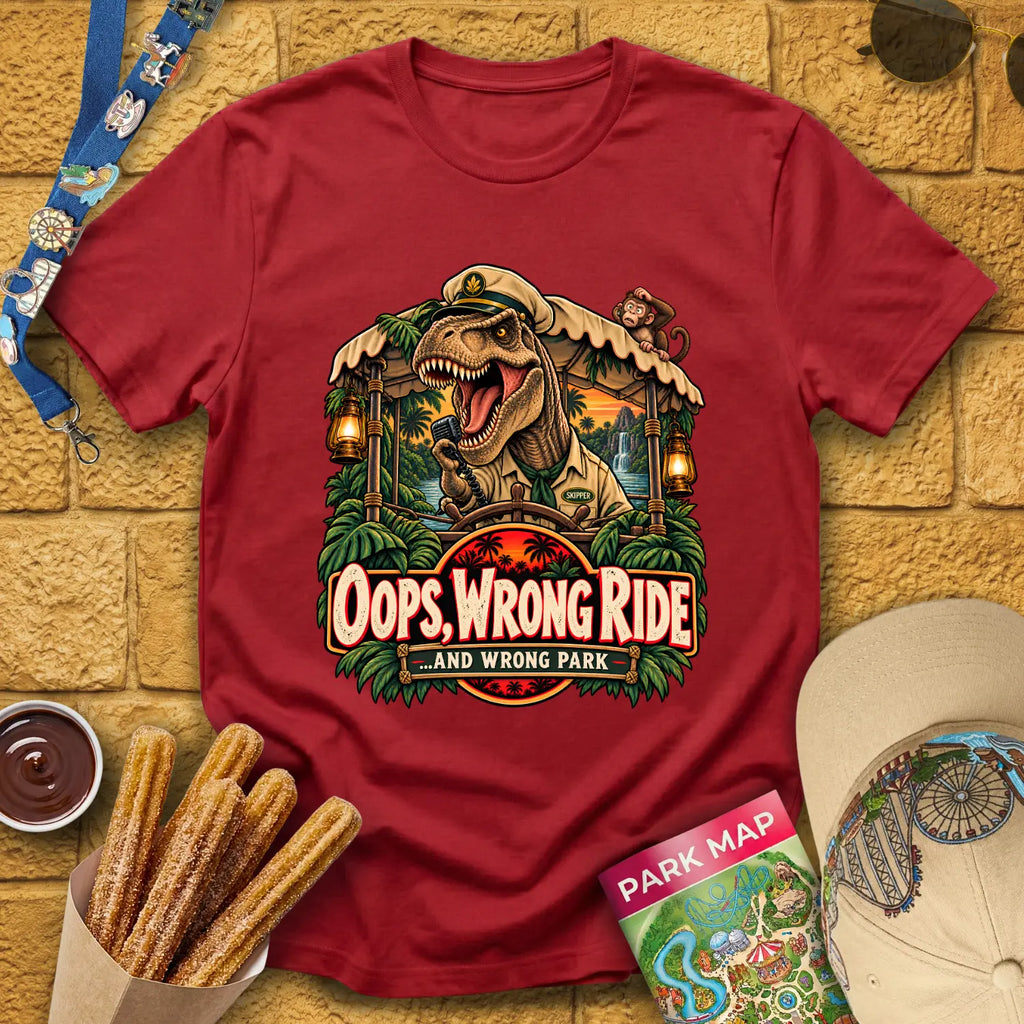 Dinosaur Skipper [Illu] T-Shirt for Theme Park Fans (Antique Cherry Red)