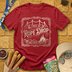 First At Rope Drop [Victorian] T-Shirt for Theme Park Fans (Antique Cherry Red)