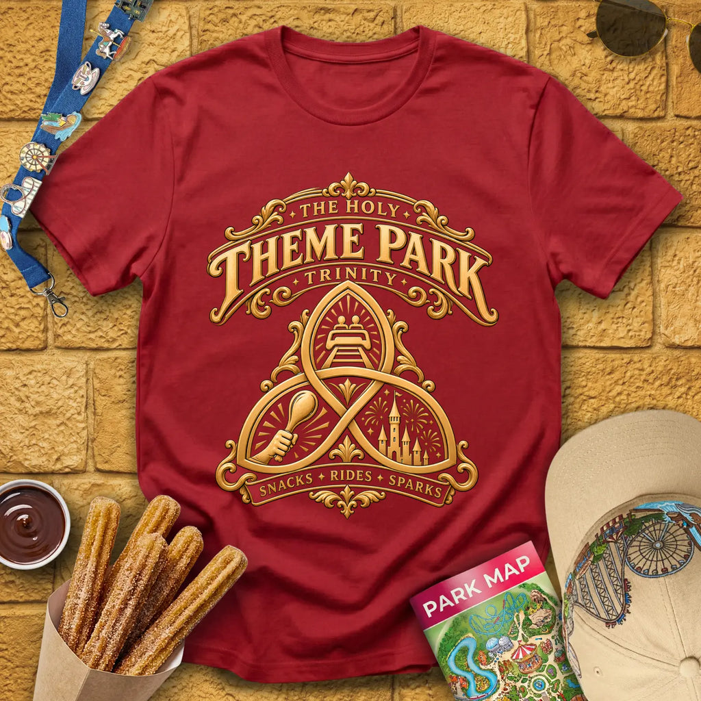 Theme Park Trinity [Elite] T-Shirt for Theme Park Fans (Antique Cherry Red)