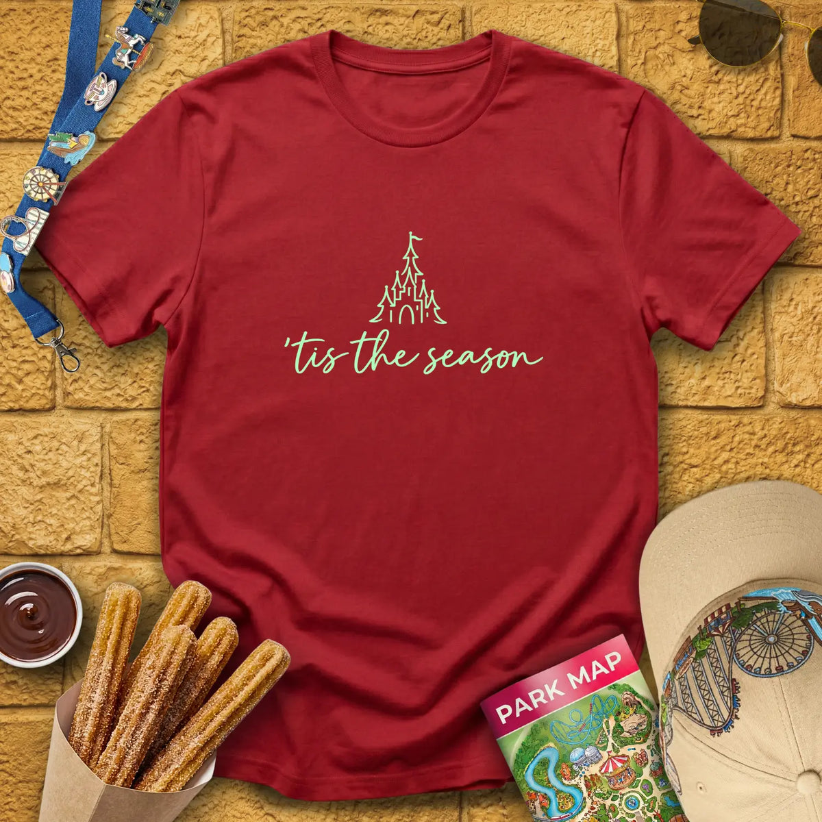 'Tis The Season [Sleek] T-Shirt for Theme Park Fans (Antique Cherry Red)