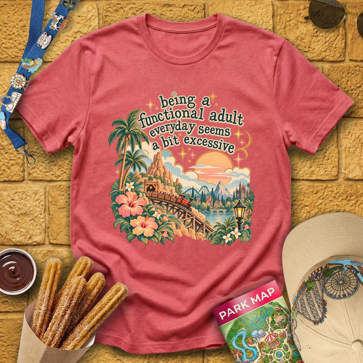 Functional Adult [FairyBoho] T-Shirt for Theme Park Fans (Heather Red)