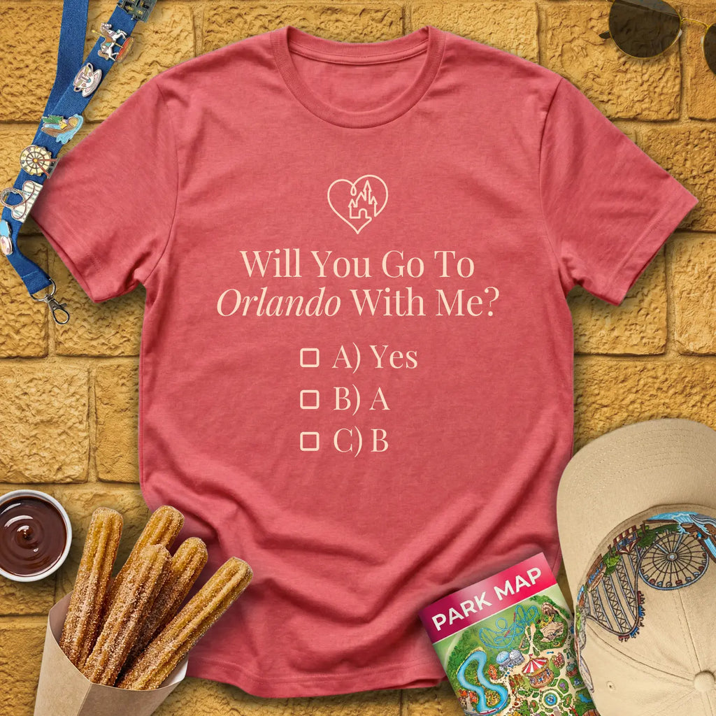 Go To Orlando [Sleek] T-Shirt for Theme Park Fans (Heather Red)