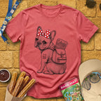 Pixie Dust Frenchie [Woodcut] T-Shirt for Theme Park Fans (Heather Red)