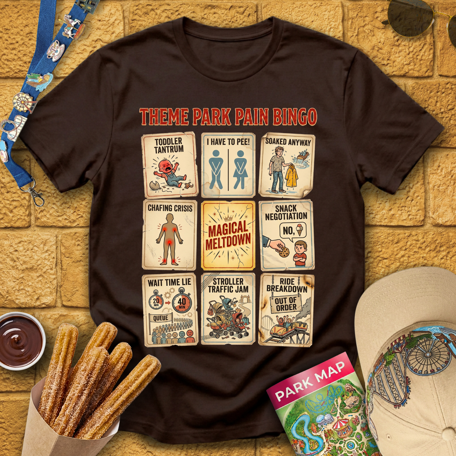 Theme Park Bingo [Vintage] T-Shirt