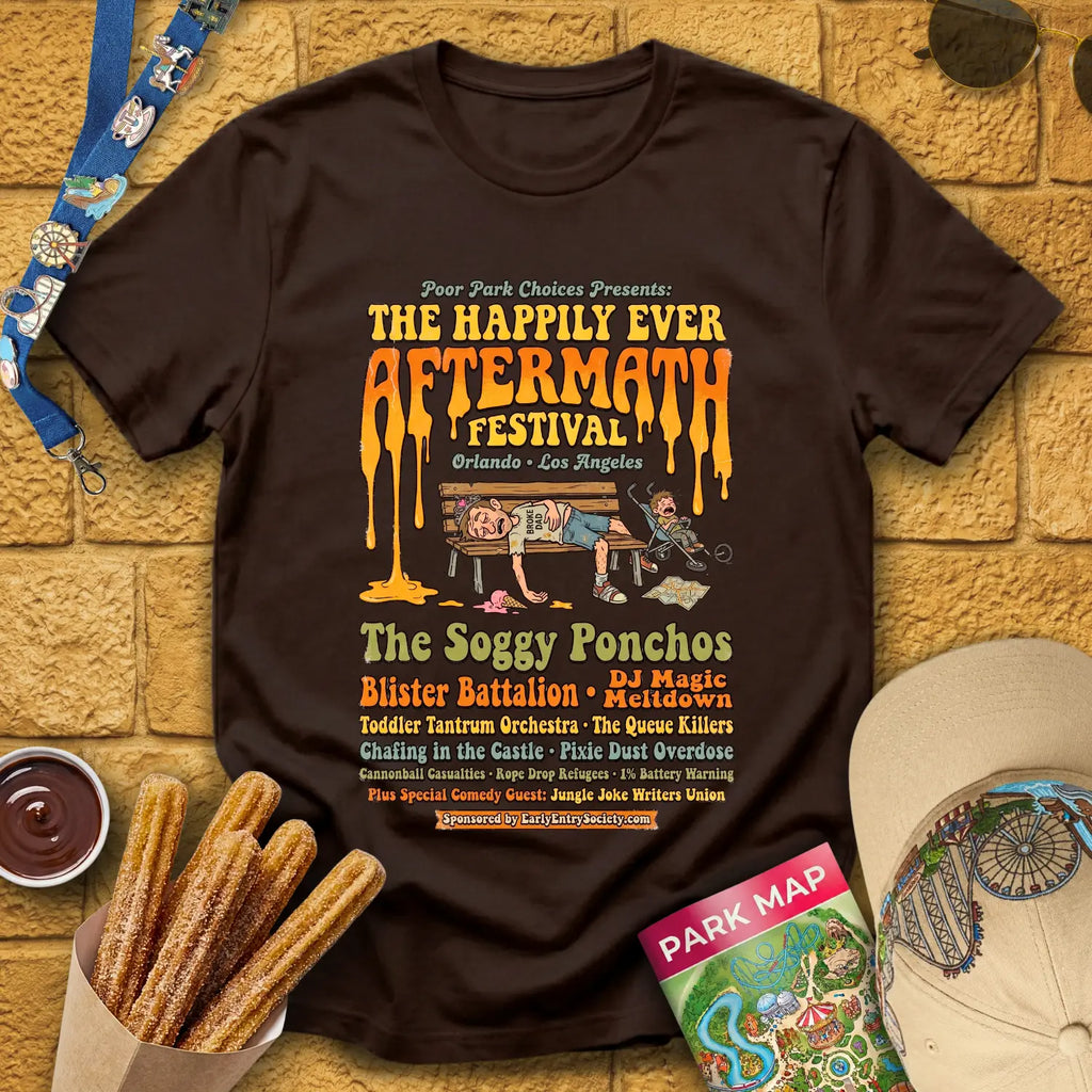 Aftermath Festival [70s] T-Shirt for Theme Park Fans (Dark Chocolate)