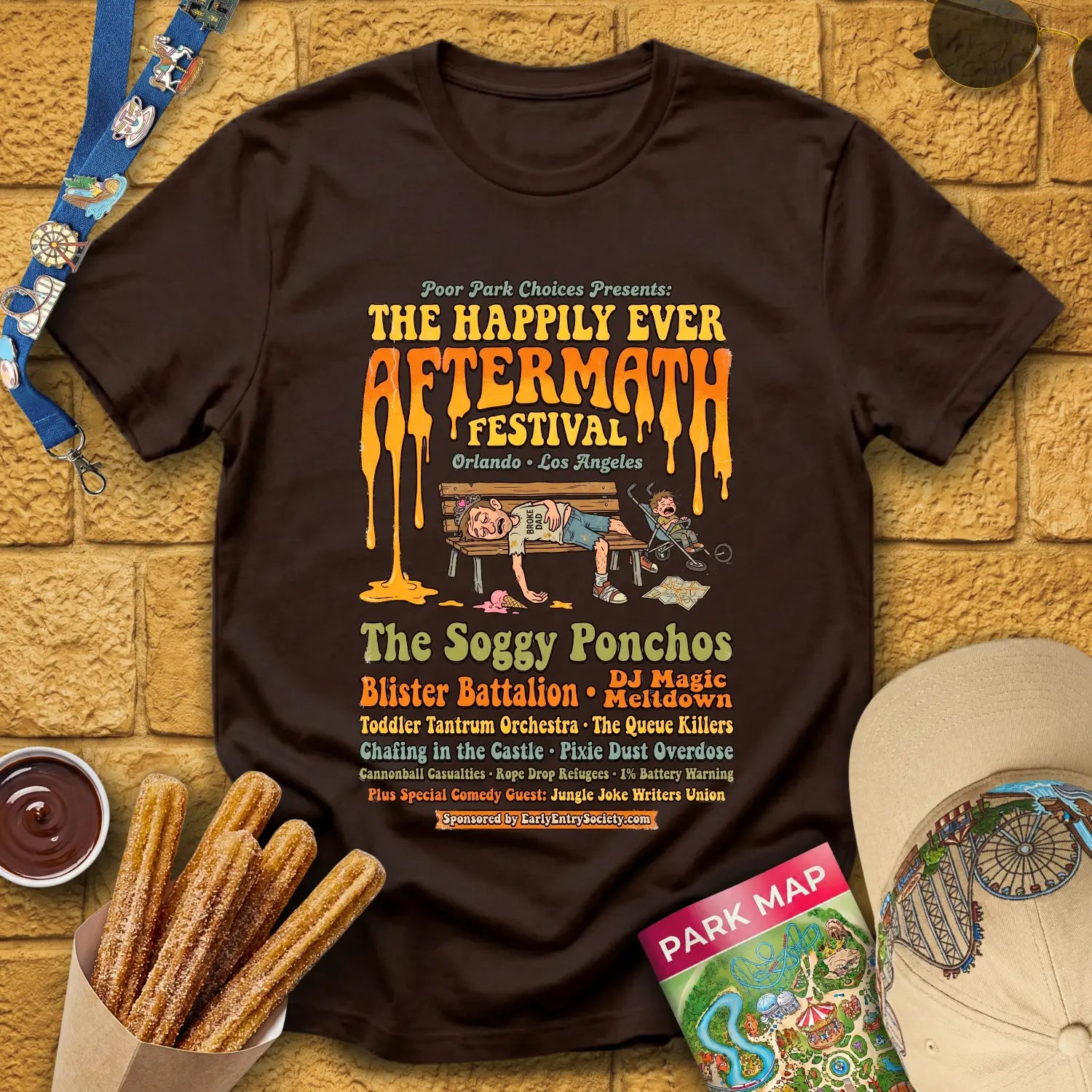 Aftermath Festival [70s] T-Shirt for Theme Park Fans (Dark Chocolate)