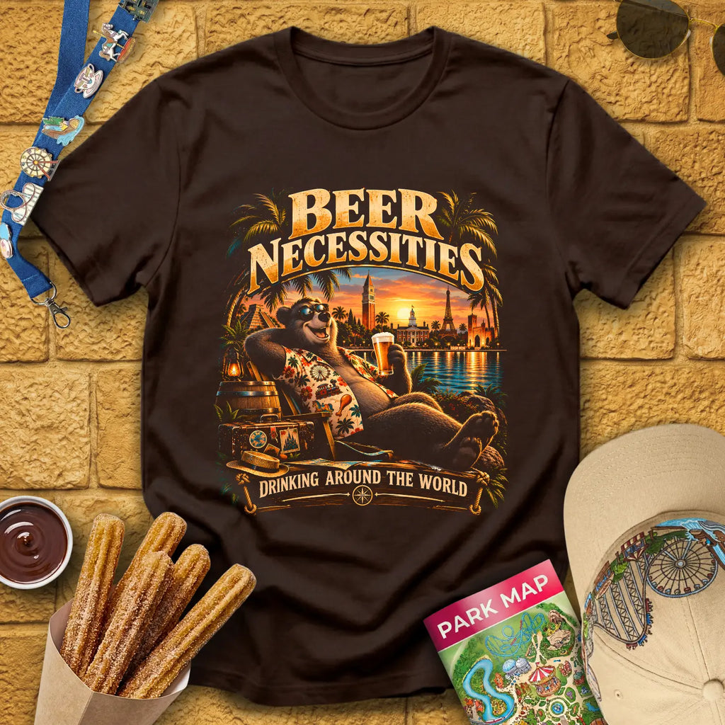Beer Necessities [Cinematic] T-Shirt for Theme Park Fans (Dark Chocolate)