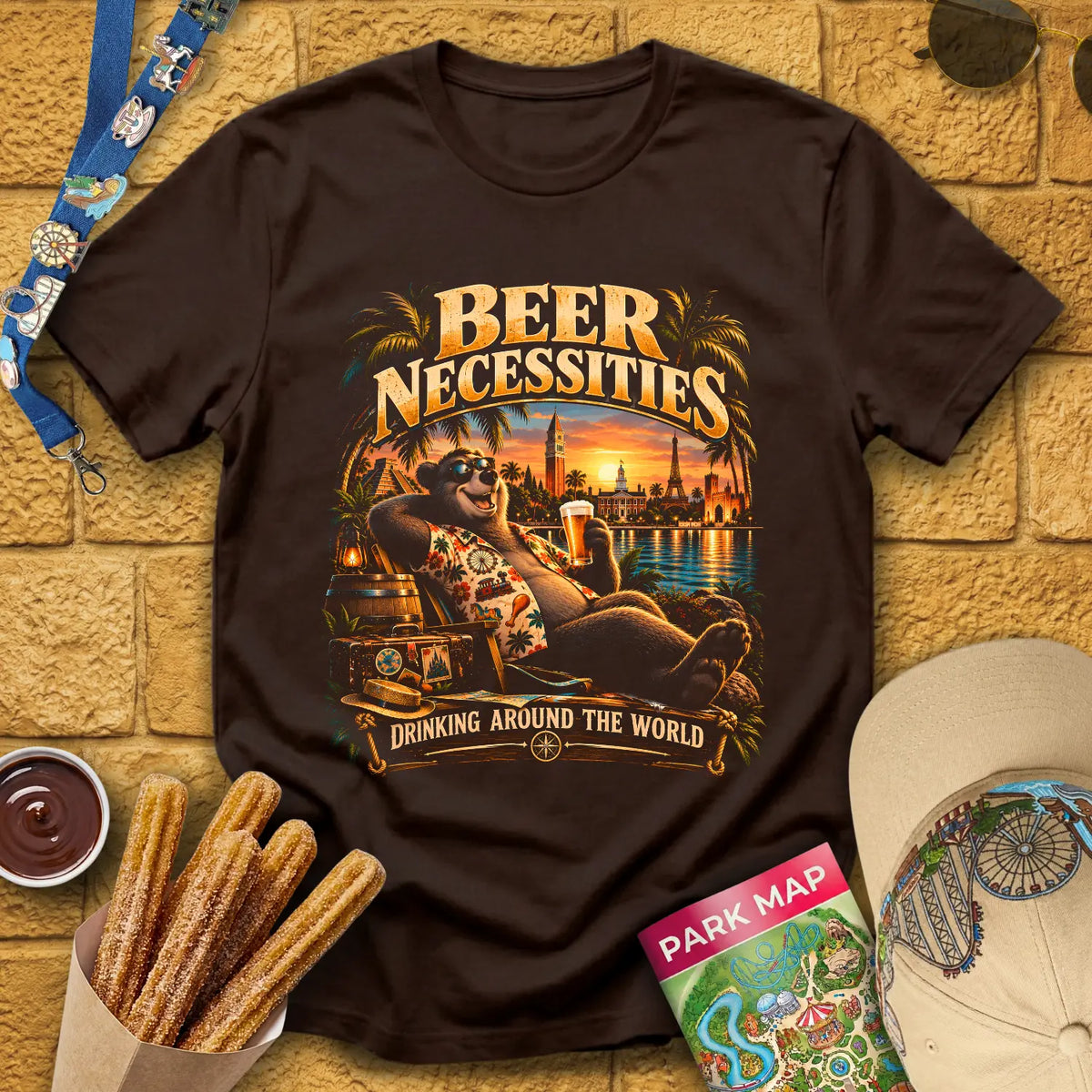 Beer Necessities [Cinematic] T-Shirt for Theme Park Fans (Dark Chocolate)