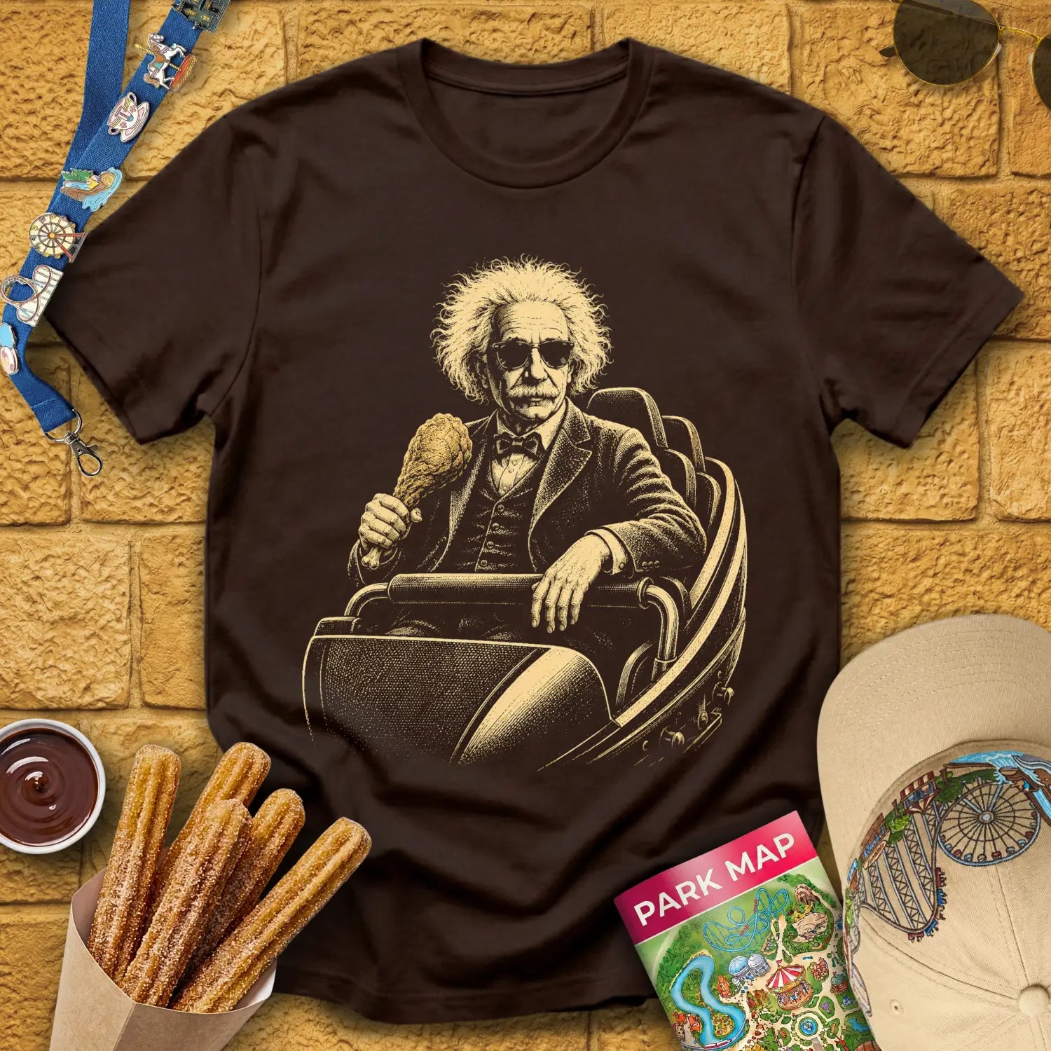 Casual Coaster [Engraved] T-Shirt for Theme Park Fans (Dark Chocolate)