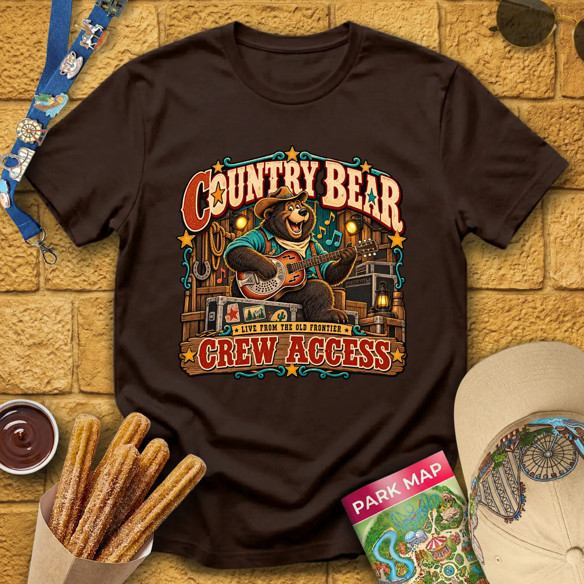 Country Bear [Western] T-Shirt for Theme Park Fans (Dark Chocolate)