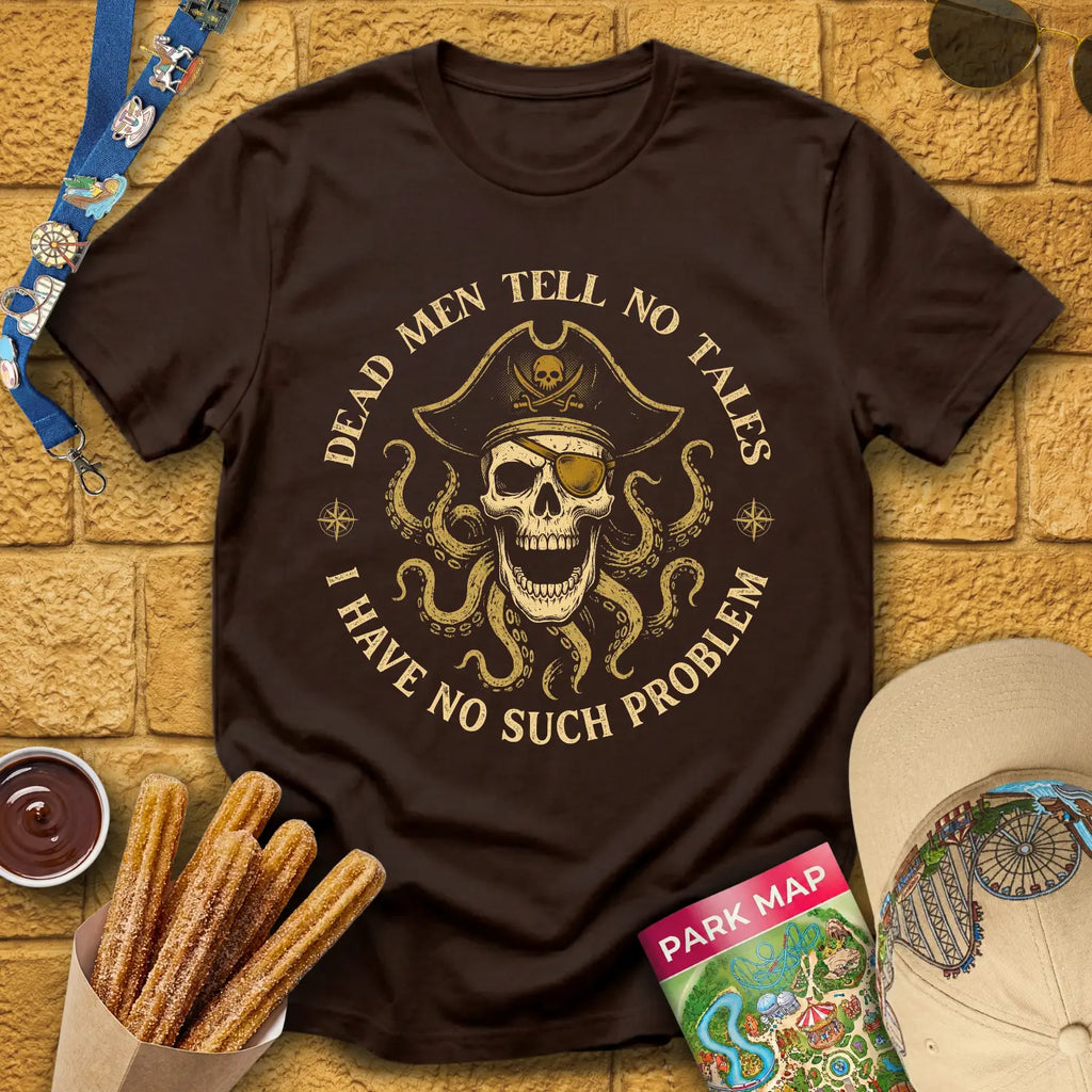 Dead Men Pirates [Circular] T-Shirt for Theme Park Fans (Dark Chocolate)