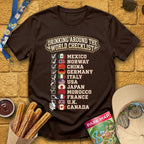 Drinking Checklist [College] T-Shirt for Theme Park Fans (Dark Chocolate)