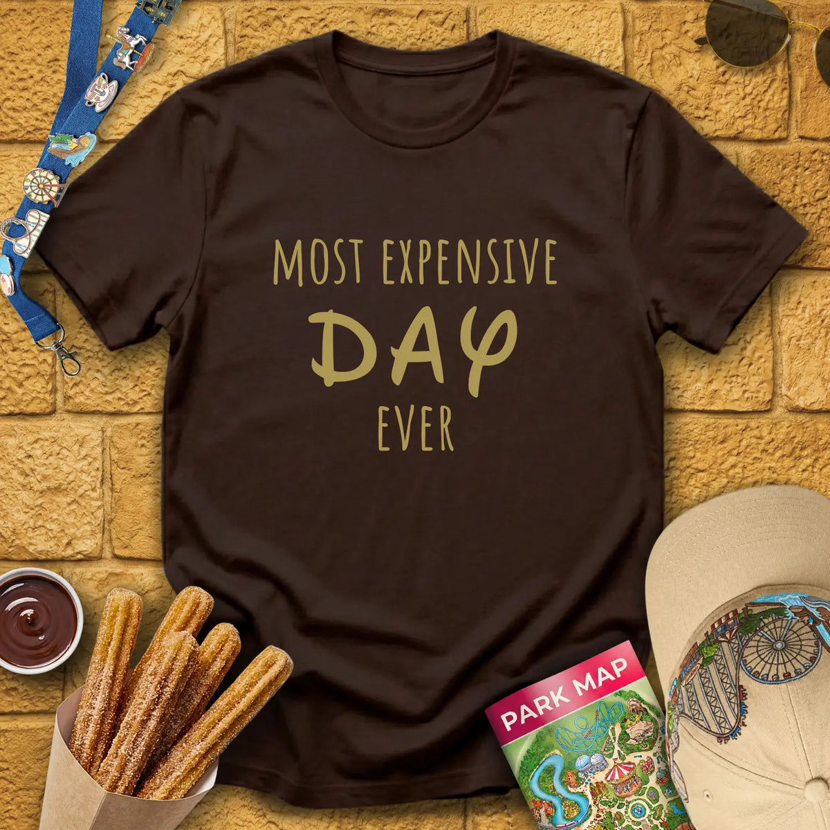 Most Expensive Day [Loose] T-Shirt for Theme Park Fans (Dark Chocolate)