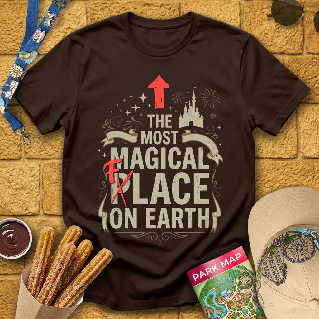 Most Magical Face [Bold] T-Shirt for Theme Park Fans (Dark Chocolate)