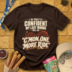 One More Ride [RetroBold] T-Shirt for Theme Park Fans (Dark Chocolate)