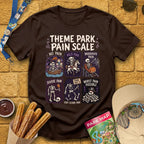 Park Pain Scale [Comic] T-Shirt for Theme Park Fans (Dark Chocolate)
