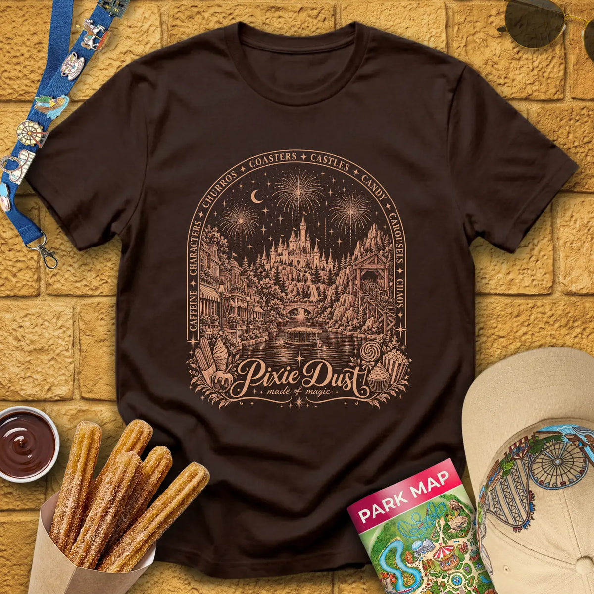 Pixie Dust [FancyFrame] T-Shirt for Theme Park Fans (Dark Chocolate)