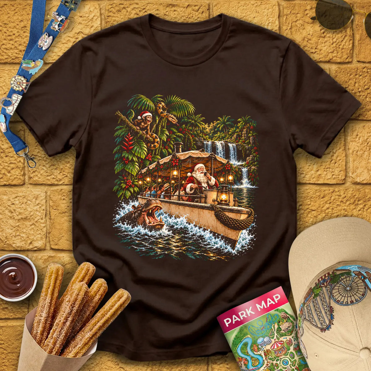 Santa Skipper [Cinematic] T-Shirt for Theme Park Fans (Dark Chocolate)