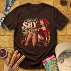 Shy Yellow Strap [Cinematic] T-Shirt for Theme Park Fans (Dark Chocolate)