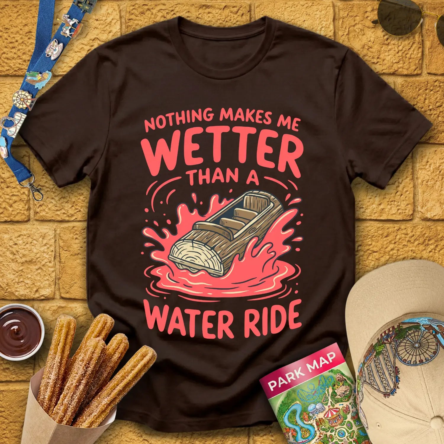 Wetter Than Water Ride [Graphic] T-Shirt for Theme Park Fans (Dark Chocolate)