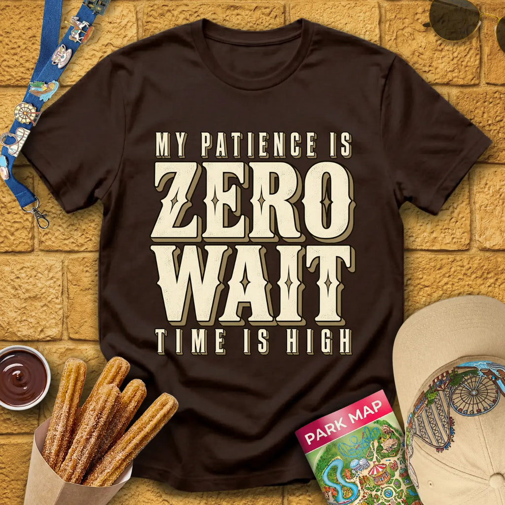 Zero Wait [MidCen] T-Shirt for Theme Park Fans (Dark Chocolate)